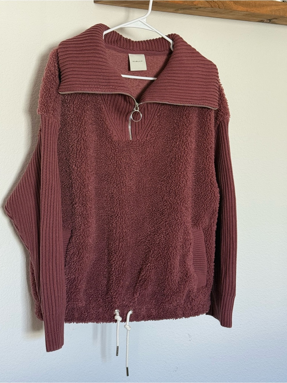 Varley Ribbed Collar Sherpa Pullover - Dusty Rose